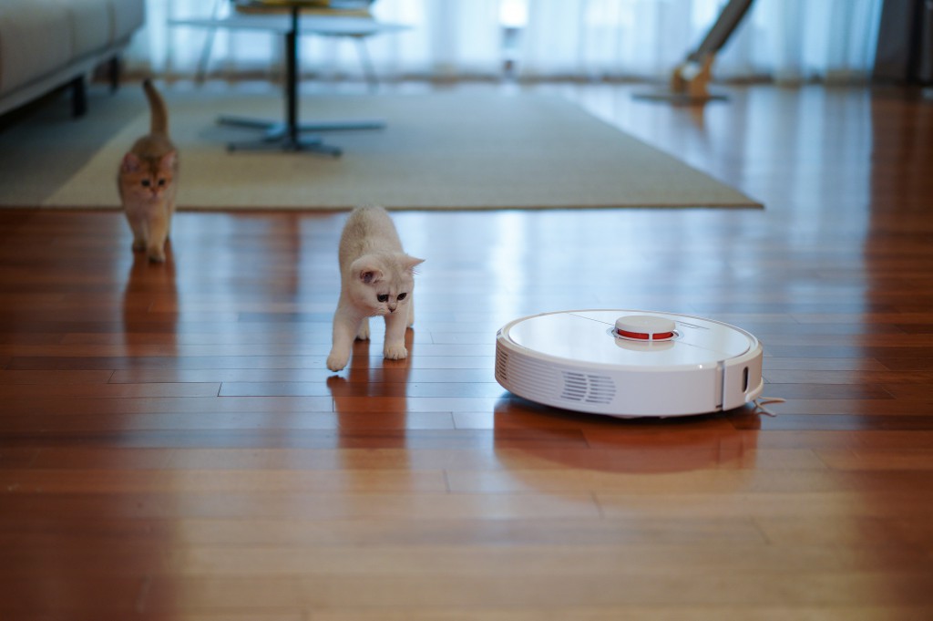 choisir aspirateur robot - photo d'un aspirateur robot avec des animaux